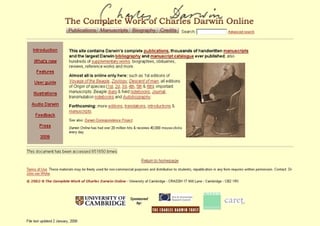 Picture of The Complete Works of Charles Darwin Online