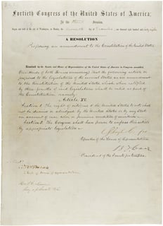 Picture of Fifteenth Amendment to the United States Constitution