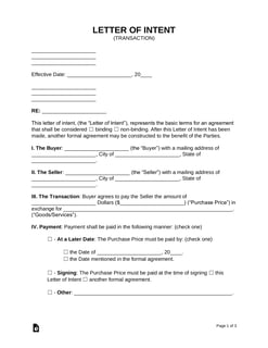Picture of Letter of intent