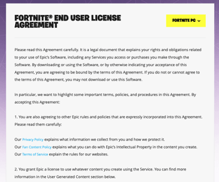 Picture of End-user license agreement