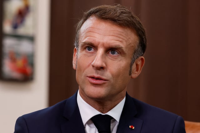 France’s President Emmanuel Macron meets with Canada's prime minister in his office on Parliament Hill in Ottawa, Ontario, Canada September 26, 2024. REUTERS/Blair Gable