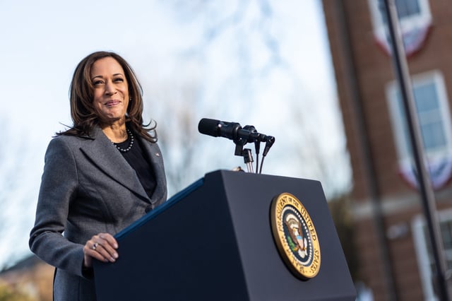 Vice President Kamala Harris, joined by President Joe Biden, delivers remarks on voting rights Tuesday, January 11, 2022, at Morehouse College in Atlanta. (Official White House Photo by Adam Schultz)