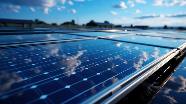 solar panels under a clear sky