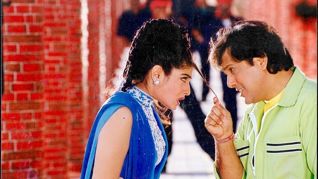 Raveena Tandon with Govinda in film Dulhe Raja.