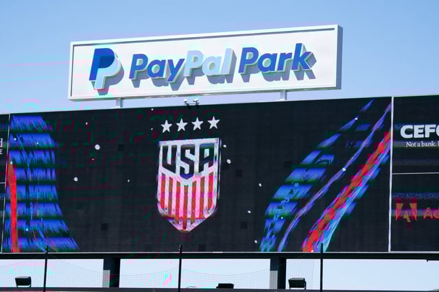 PayPal Park and USA logo during an international friendly game between Wales and USWNT at PayPal Park on July 9, 2023 in San Jose, California.