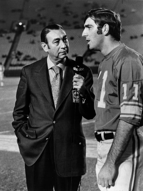 Howard Cosell and Greg Landry on "NFL Monday Night Football" in 1971.