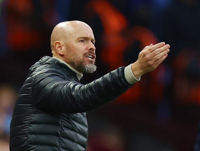 Soccer Football - Premier League - Aston Villa v Manchester United - Villa Park, Birmingham, Britain - October 6, 2024  Manchester United manager Erik ten Hag reacts REUTERS/Molly Darlington