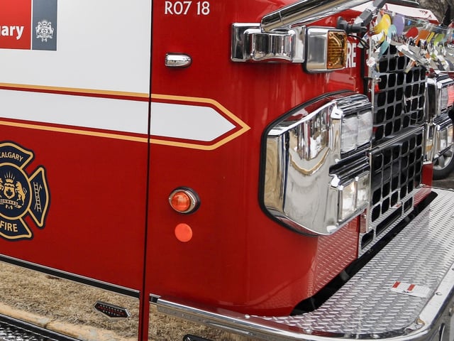 Calgary's fire department says three townhomes were destroyed and numerous people were injured following what neighbours say was an explosion. A Calgary fire department truck is shown in Calgary, Alta., Tuesday, April 14, 2020. THE CANADIAN PRESS/Jeff McIntosh
