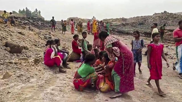 The relatives of victims mourn after a blast occurred at a coal mine at Bhadulia in West Bengal’s Birbhum district on Monday. (PTI)