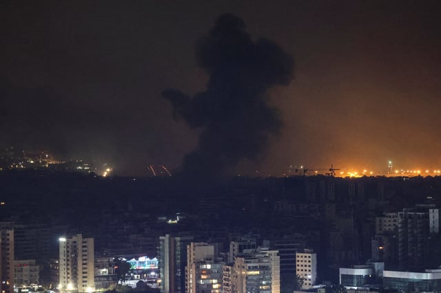 Smoke billows over Beirut southern suburbs after a strike, amid the ongoing hostilities between Hezbollah and Israeli forces, as seen from Sin El Fil, Lebanon October 7, 2024. REUTERS/Mohamed Azakir/File Photo