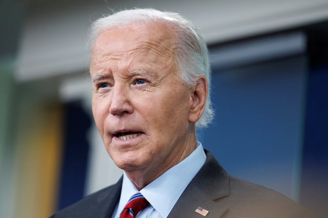 U.S. President Joe Biden speaks during a daily press briefing with Press Secretary Karine Jean-Pierre at The White House in Washington, U.S., October 4, 2024. REUTERS/Tom Brenner/File Photo