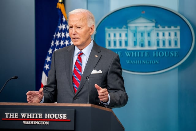 U.S. President Joe Biden speaks during a news conference in the Brady Press Briefing Room at the White House on October 04, 2024 in Washington, DC.