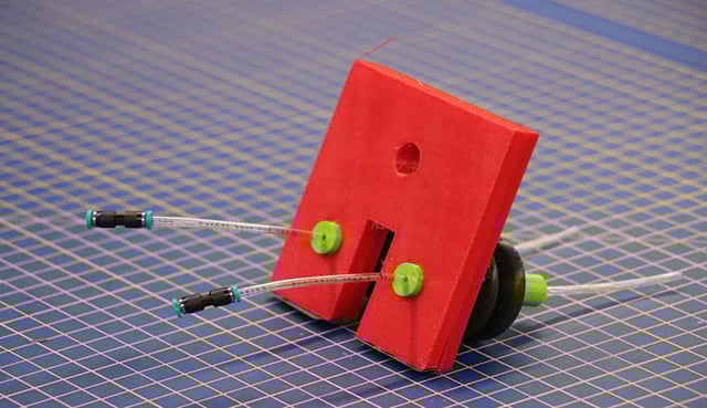The robotic crawler which can move in multiple directiond without the need for electricity. Credit: King’s College London
