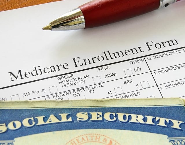 Social Security card and Medicare enrollment form