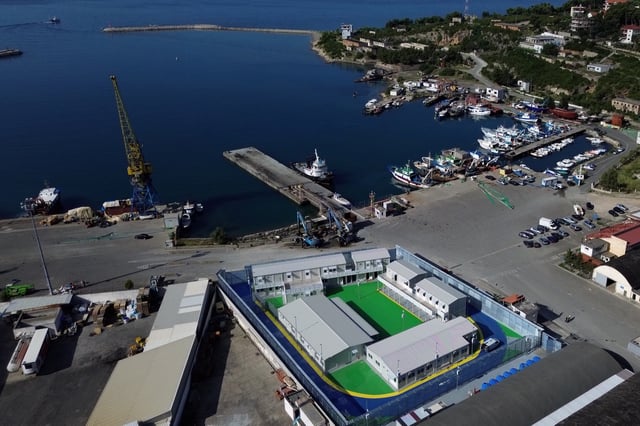 A general view of the reception centre for migrants arriving from Italy ahead of Italian Prime Minister Giorgia Meloni visit, in Shengjin, Albania, June 4, 2024. REUTERS/Florion Goga/File Photo