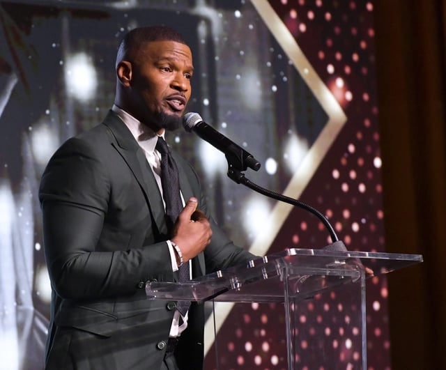 Jamie Foxx speaks at The African American Film Critics Association's 11th Annual AAFCA Awards at Taglyan Cultural Complex on January 22, 2020 in Hollywood, California.