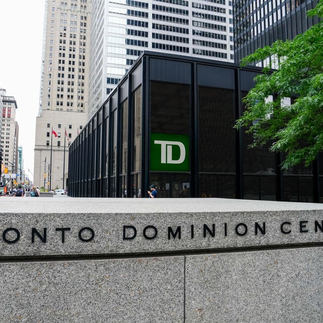 TD Bank and Toronto Dominion Centre signage is pictured in the financial district in Toronto, Friday, Sept. 8, 2023. THE CANADIAN PRESS/Andrew Lahodynskyj