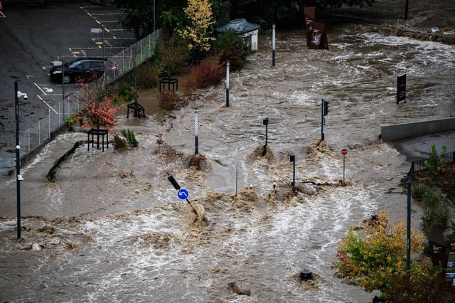 Jeudi 17 octobre à Annonay. En vingt-quatre heures, 120 millimètres de pluie sont tombés.