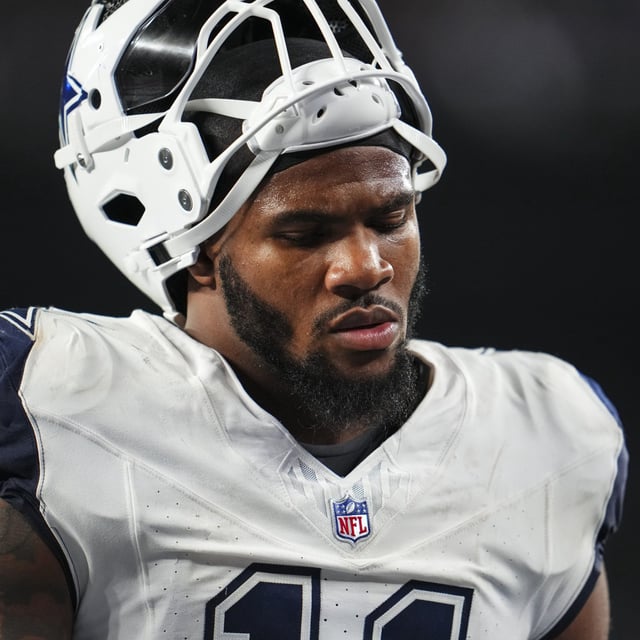 EAST RUTHERFORD, NJ - SEPTEMBER 26: Micah Parsons #11 of the Dallas Cowboys walks across the field during an NFL football game against the New York Giants at MetLife Stadium on September 26, 2024 in East Rutherford, New Jersey.

Cowboys DE Micah Parsons reveals update on Week 8 availability.
