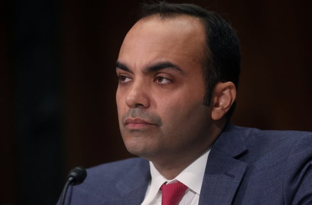 U.S. Consumer Financial Protection Bureau (CFPB) Director Rohit Chopra testifies before a Senate Banking, Housing and Urban Affairs Committee hearing on "the Consumer Financial Protection Bureau's Semi-Annual Report to Congress" on the Hill in Washington, U.S., June 13, 2023. REUTERS/Leah Millis/ File Photo