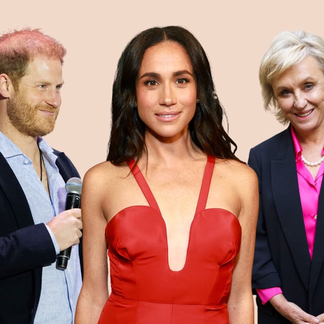 Prince Harry and Meghan Markle are seen alongside Tina Brown in a composite image. Brown, a former magazine editor and biographer, gave a scathing verdict on the Duke and Duchess of Sussex.