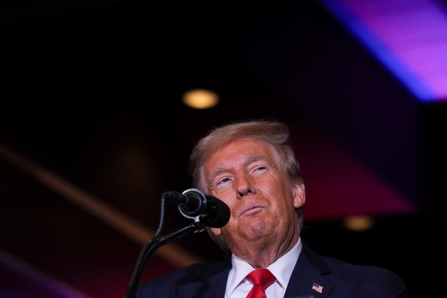 Republican presidential nominee former U.S. President Donald Trump participates in an 11th Hour Faith Leaders Meeting in Concord, North Carolina, U.S., October 21, 2024. REUTERS/Brian Snyder
