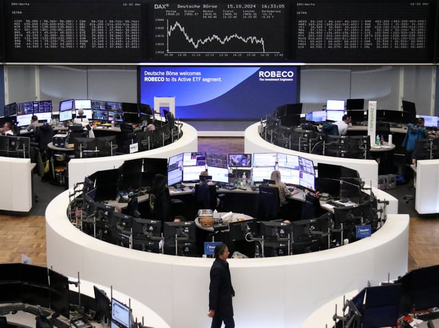 The German share price index DAX graph is pictured at the stock exchange in Frankfurt, Germany, October 15, 2024.   REUTERS/Staff/ File Photo