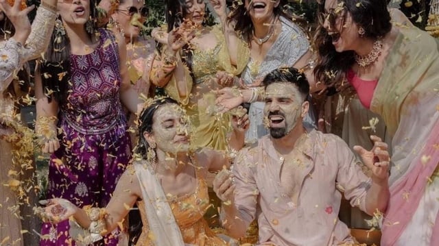 Surbhi Jyoti and Sumit Suri celebrated haldi ceremony with their close friends.