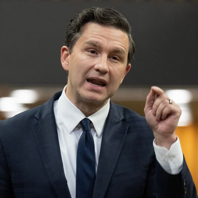 Conservative Leader Pierre Poilievre rises during Question Period in Ottawa, Wednesday, Oct. 23, 2024. Poilievre says if his party forms government, it will scrap the federal sales tax on new homes sold for less than $1 million and push provinces do to the same. THE CANADIAN PRESS/Adrian Wyld