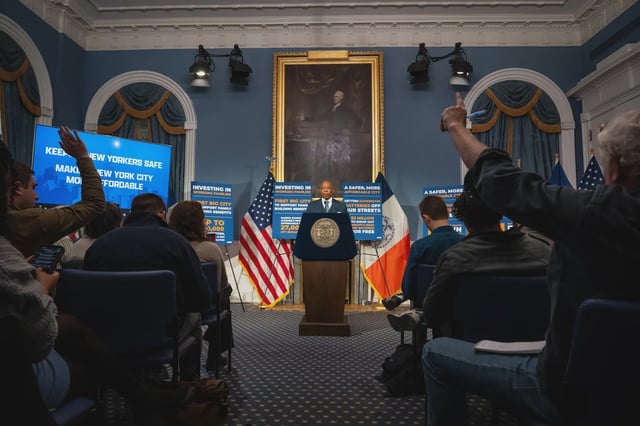 Mayor Adams scolded the press at a contentious City Hall press conference on October 29, 2024.