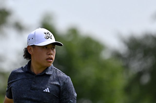 Jeffrey Guan of Australia looks on on the 11th hole during day three of the Le Vaudreuil Golf Challenge at Golf PGA France du Vaudreuil on June 29, 2024 in Le Vaudreuil, France.