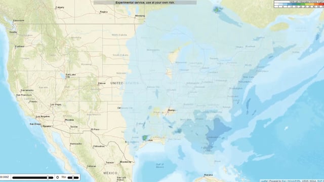 A National Weather Service map showed the large area impacted by Canadian wildfire smoke