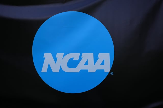 PHILADELPHIA, PENNSYLVANIA - MAY 29: A general view of the the NCAA logo prior to the NCAA Division I Mens Lacrosse Championship between the Notre Dame Fighting Irish and Duke Blue Devils at Lincoln Financial Field on May 29, 2023 in Philadelphia, Pennsylvania. The Notre Dame Fighting Irish defeated the Duke Blue Devils 13-9.