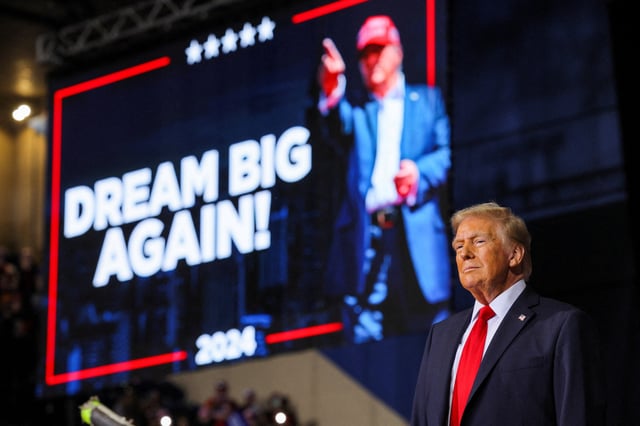 Former President Donald Trump campaigns for reelection in Salem, Va., on Nov. 2, 2024.