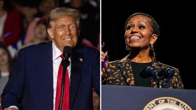 Donald Trump tells North Carolina crowd he would ‘love to hit back’ Michelle Obama (Photo by CHRISTIAN MONTERROSA / AFP, photo by Brandon Bell / GETTY IMAGES NORTH AMERICA / Getty Images via AFP)