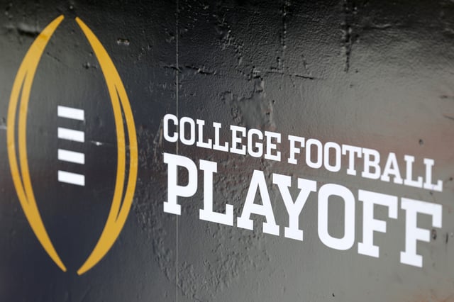 TAMPA, FL - JANUARY 09: The College Football Playoff logo is seen before the 2017 College Football Playoff National Championship Game at Raymond James Stadium on January 9, 2017 in Tampa, Florida. (Photo by Streeter Lecka/Getty Images)
