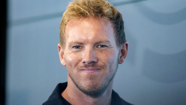 FILE - New coach of German national soccer team Julian Nagelsmann goes to a press conference in Frankfurt, Germany, on Sept. 22, 2023. New Germany coach Julian Nagelsmann has showed he wants to set his own mark on the team by calling up three new players and recalling four more for upcoming friendly games against the United States and Mexico. Nagelsmann summoned Bayer Leverkusen midfielder Robert Andrich, Stuttgart’s Chris Führich and Union Berlin forward Kevin Behrens for the first time. (AP Photo/Michael Probst)