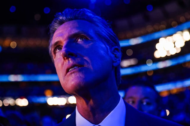 California Gov. Gavin Newsom attends the 2024 Democratic National Convention in Chicago on Aug. 20, 2024.