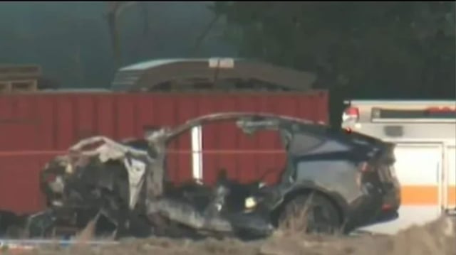 Wreckage of Tesla Model Y involved in the Toronto fiery accident. 