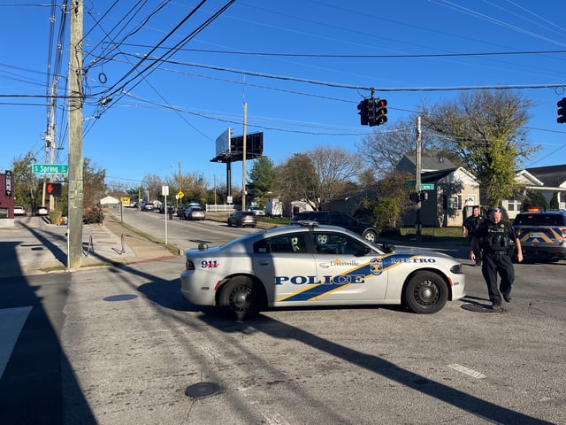 First responders block off Payne Street and South Spring Street following an explosion in the 1900 block of Payne Street