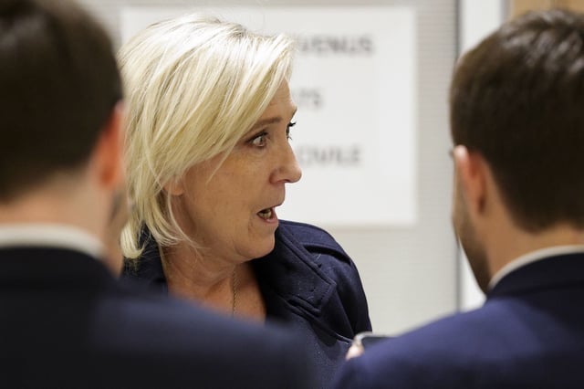 Le Pen outside the courtroom on November 13, 2024.
