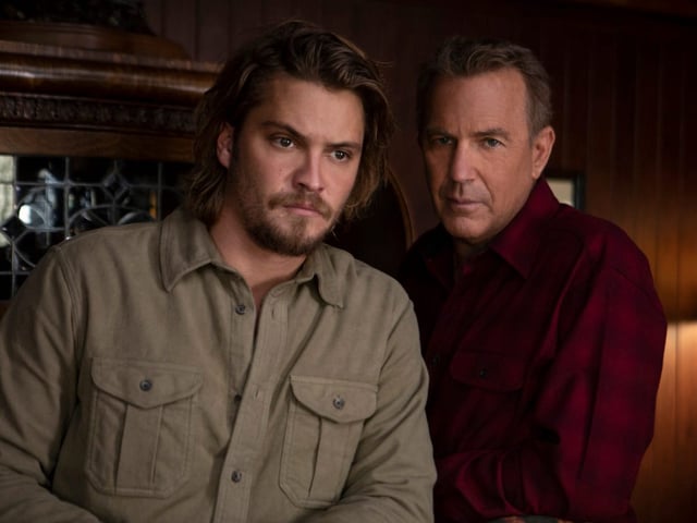 Luke Grimes and Kevin Costner star as Kayce and John Dutton in Paramount Network's "Yellowstone."