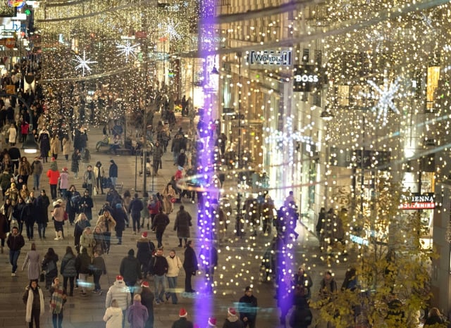 Chandeliers, glittery stars, red globes and other designs will light up Vienna streets