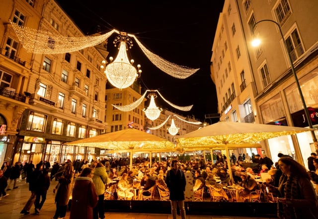 The Austrian capital's light displays are powered by electricity from renewable sources