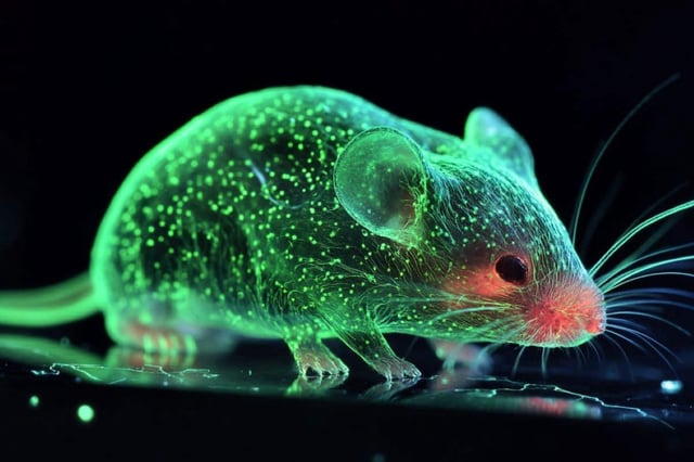 The resulting chimeric mouse displayed physical traits from both the donor embryo and the lab induced stem cells, such as black fur patches and dark eyes, confirming that these ancient genes played a crucial role in making stem cells compatible with the animal’s development. Credit: Neuroscience News