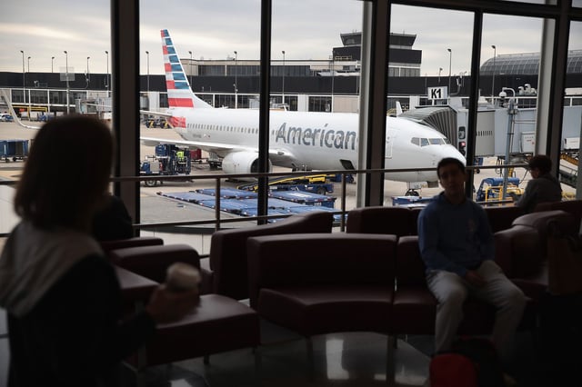 CHICAGO, IL - MAY 11:  An American Airlines aricraft sits at a gate at O'Hare International Airport on May 11, 2018 in Chicago, Illinois. Today American Airlines held a ceremony to mark the opening of five new gate at the airport.  (Photo by Scott Olson/Getty Images)