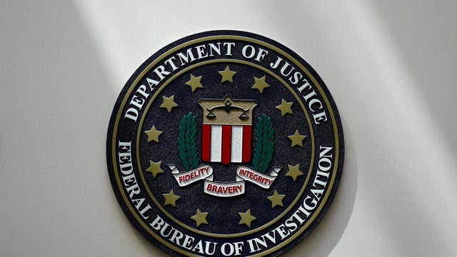 The FBI seal is pictured in Omaha, Neb., Aug. 10, 2022. 