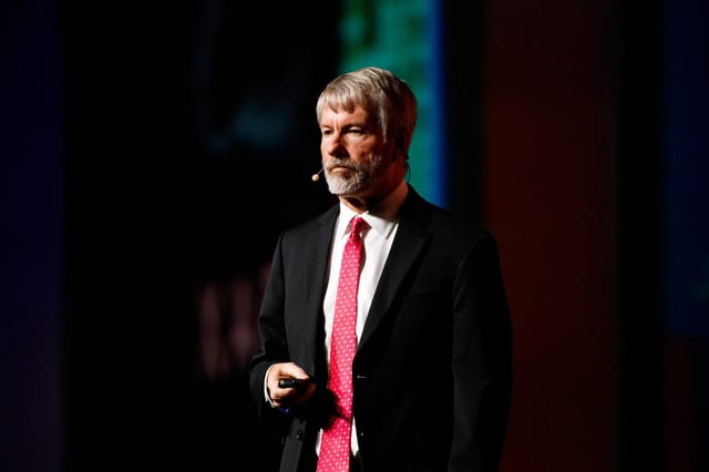 Michael Saylor, chairman of MicroStrategy, speaks at the Bitcoin 2024 conference in Nashville on July 26.