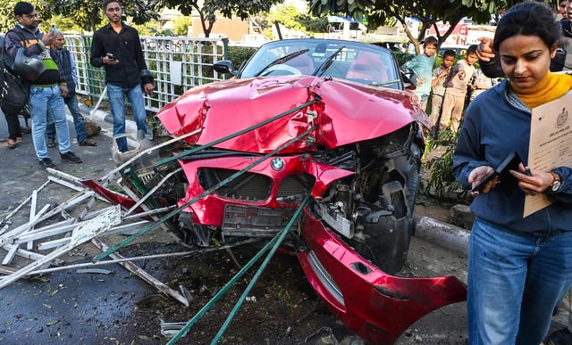 A BMW Z4 convertible was dragged on for nearly 100 metres from the point of collision near Delhi Gate. 