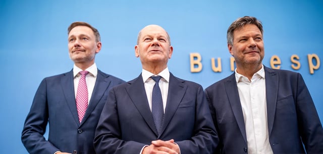 Da bildeten sie noch eine Ampel: Lindner (FDP), Scholz (SPD) und Habeck (Grüne)